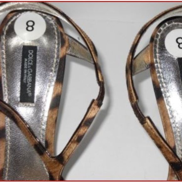 Dolce & Gabbana Leopard T-Strap Sandal Heels 38 - Picture 4 of 6